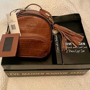NWT Steve Madden Mini Backpack, Key Chain and Card Case Set